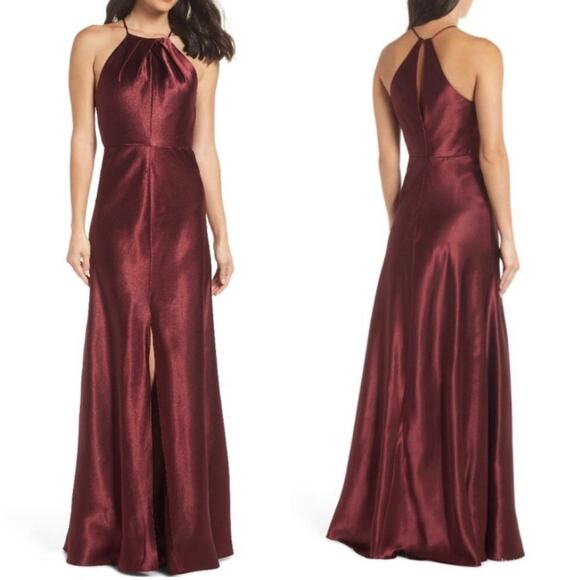 Jenny Yoo Cameron Dress Formal Gown Halter Hibiscus Size 6 - Picture 1 of 12